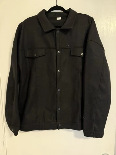 Men’s Black Oversized Shacket Trucker Jacket Snap Front Utility XL XXL Lot Of 3 image 2