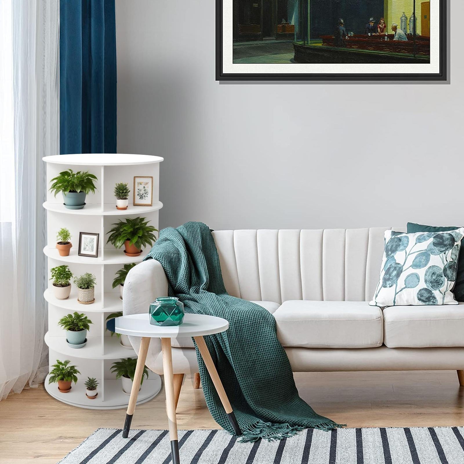 Rotating Shoe Rack Tower 5 Tier Organizer, Revolving 360 White Shoe Rack Storage