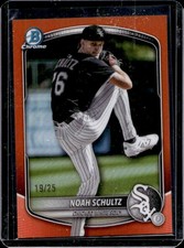 2025 Bowman Chrome Noah Schultz Prospects Orange Refractor #/25 White Sox