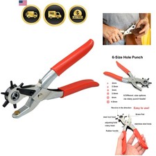 Leather Hole Punch Tool Set Heavy Duty 6 Size Revolving Leather Belt Hand Hol...