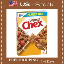Wheat Chex Breakfast Cereal, Made with Whole Grain, Family Size, 19 Oz