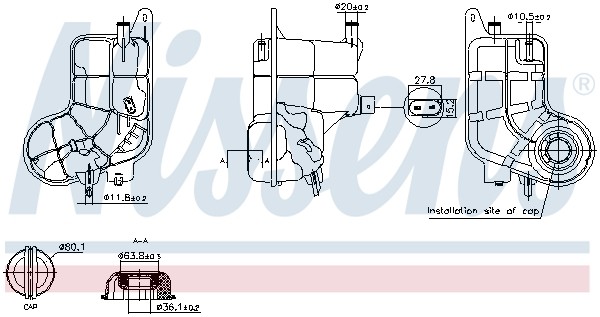 NISSENS-OE 996288-OE Expansion Tank, coolant for AUDI