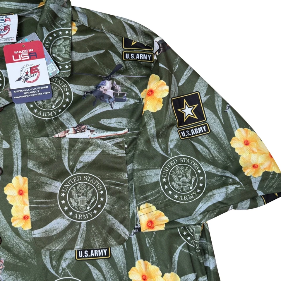 Camisa Paracaidista Aloha Hawaiana Ejército de EE. UU. Lg Militar Licencia Hecha en EE. UU. NUEVA CON ETIQUETAS Foto 3 de 4