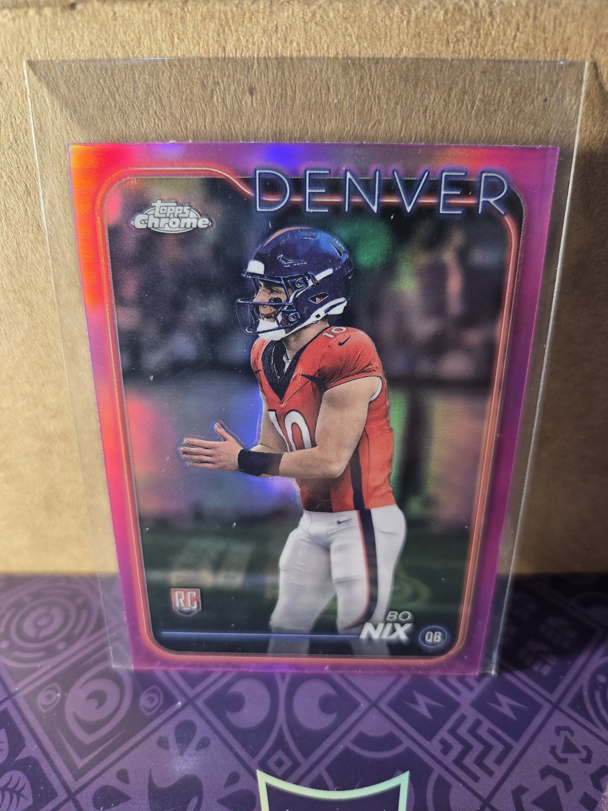 2024 Topps Chrome - Rookies Bo Nix #206 Pink Refractor (RC)