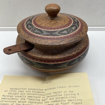 Cocowood Hand painted Mindanao Ethnic Design Made In Philippines Tiboli Art