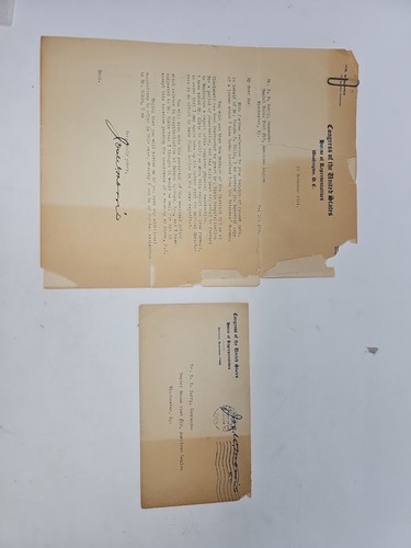 1924 Joseph W Morris Signed Congressional Letter & Envelope KY B12