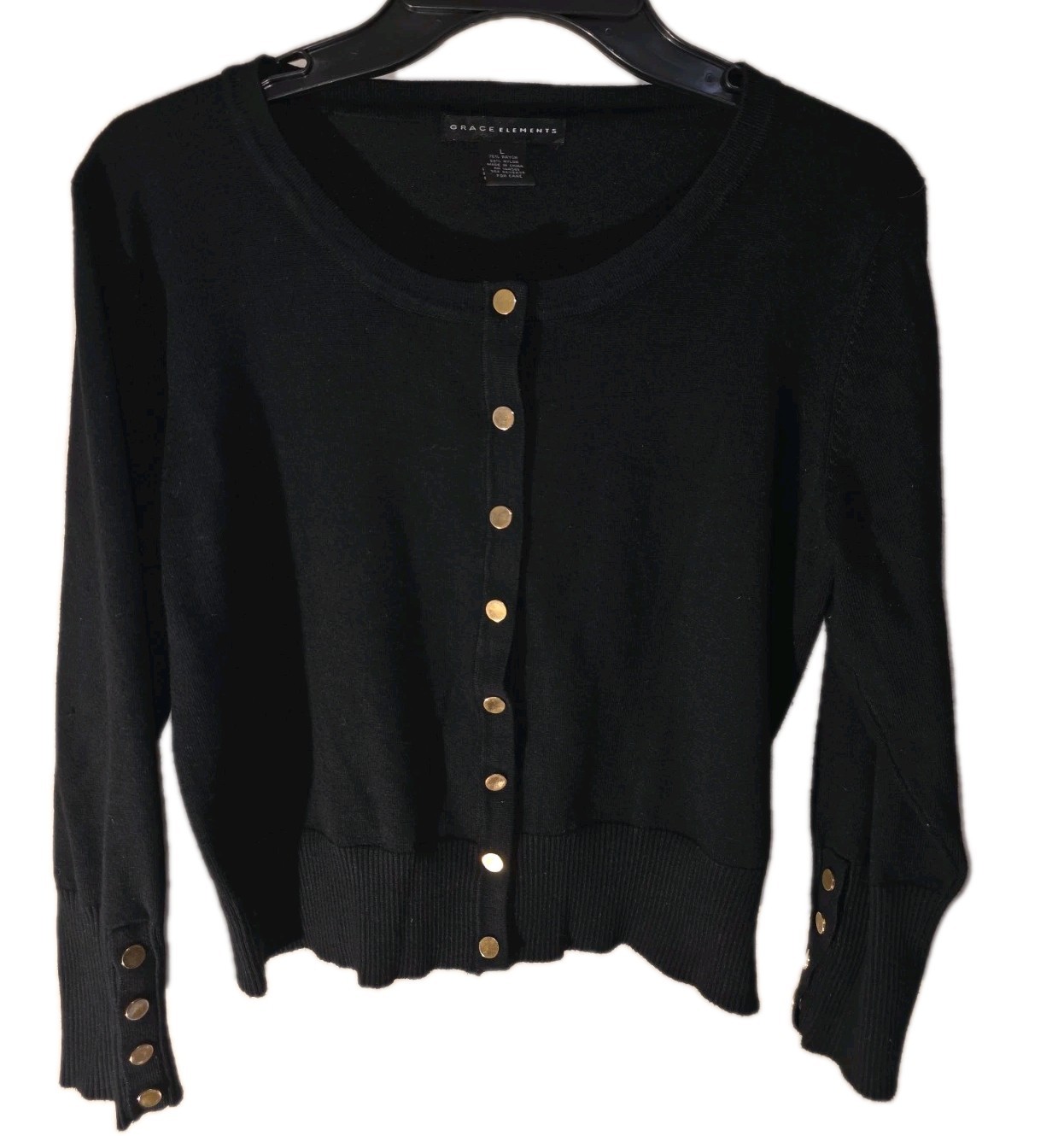 Grace Elements Black Button-Down Cardigan Sweater… - image 1