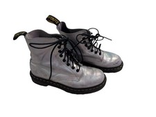 Dr. Martens Doc Martens 1460 Pascal Metallic Silver Leather Boots Womens SZ 7