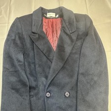 VTG Ashley Scott Coat Womens Fits L/XL Navy 100 Wool Long Double Breasted 80s