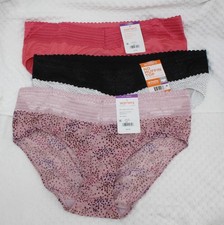 New set/3 WARNER'S no muffin top HIPSTER panties ROSE BLACK white DOT pink 9/2XL