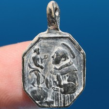 1700s ST ANTHONY RELIGIOUS MEDAL ANTIQUE ST BARBARA MEDALLION