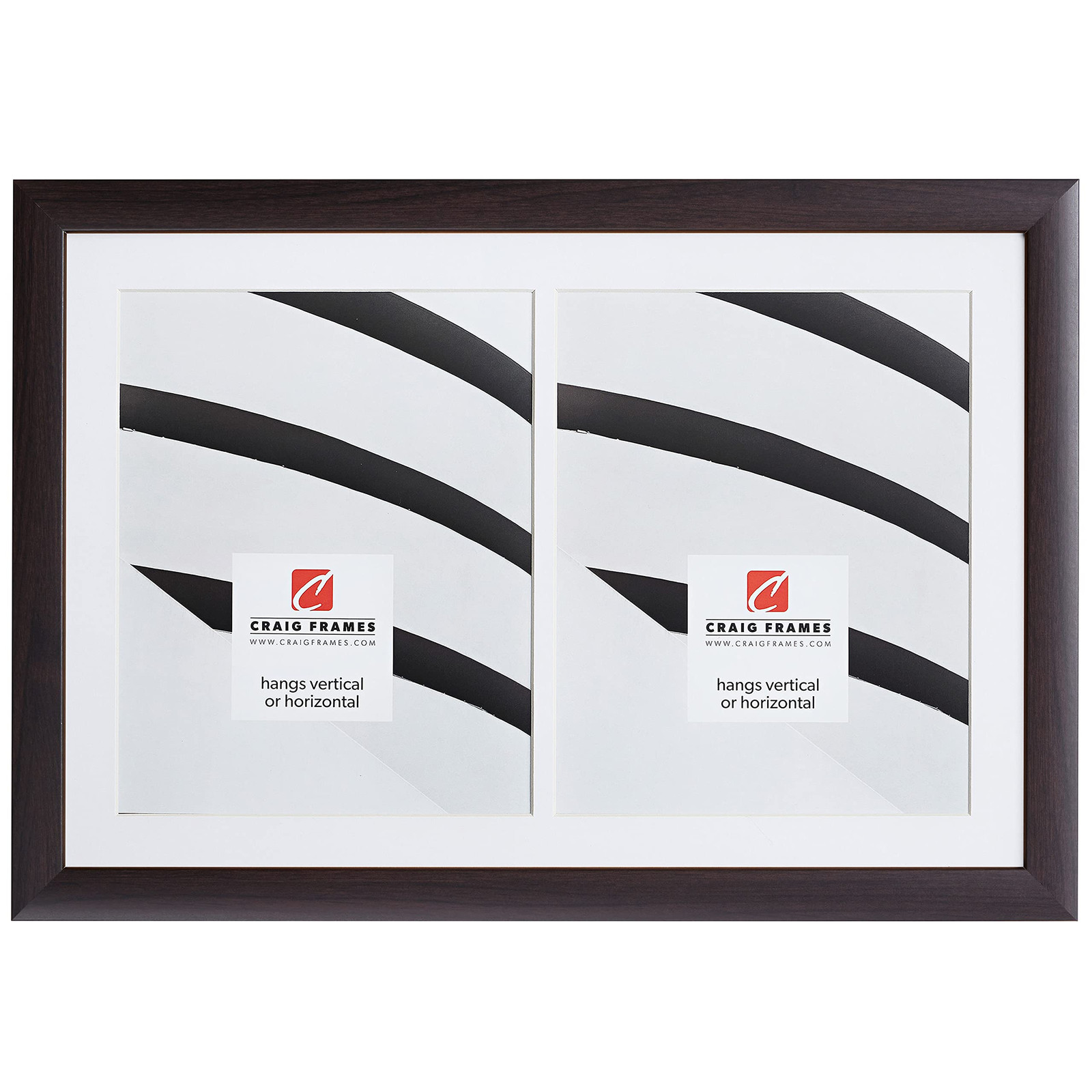 12x18 Brazilian Walnut Brown Frame with White Collage Mat