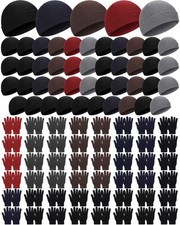 96 Pcs Winter Beanies and Gloves Bulk, Cold Weather Unisex Winter Hat and Glo...