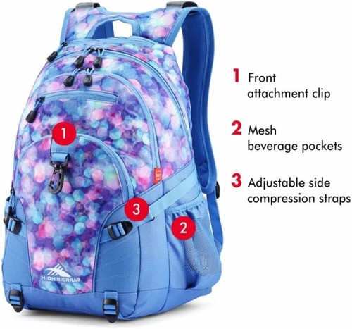 High Sierra Loop Backpack,Bookbag with tablet sleeve, One Size, Shine Blue/Lapis - Picture 3 of 8