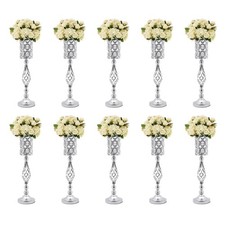 10Pcs Metal Wedding Table Centerpieces Crystal Flower Vase Stand Party Decor