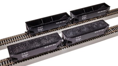 Broadway Limited HO AAR 70-Ton 3-Bay Hopper Set Nickel Plate NKP #4PK 7375