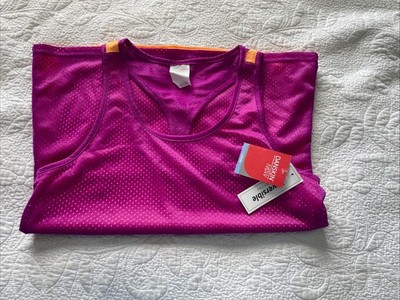 NWT Danskin Now Sz 4-6  Layered Mesh Loose Tank Top Racerback Purple Orange