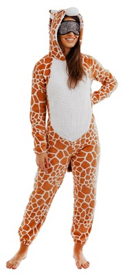 i-Smalls Damen All In One Loungewear mit Giraffenmuster und passender Augenmaske