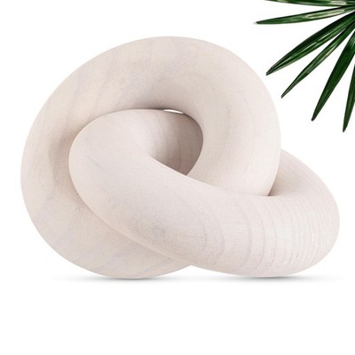 Boho Wooden 2 Chain Links Decorative Object for Coffee Table & Shelf Matte Fi...