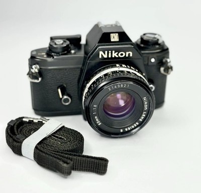 Filmkamera Nikon EM schwarz Vintage 35mm E Series 50mm F1.8 Reisekamera getestet