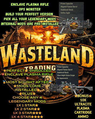 Fallout 76 PC Enclave Plasma Rifle |Perfect Mods| + 4 Legendary Mod Boxes + Ammo