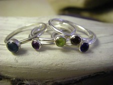 Stackable gemstone silver rings