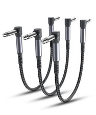 Guitar Patch Cables 6-Inch 3-Pack,6.35Mm Effects Pedal Board Cord,1/4 Right-Angl