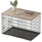 PISKYET DOG CRATE TOPPER WOOD COUNTERTOP FOR 48 42 36 30 24 INCH DOG CAGE- GREY