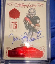 Panini Flawless Tim Brown Hall of Fame Autographed Red Raiders /15 Football Card