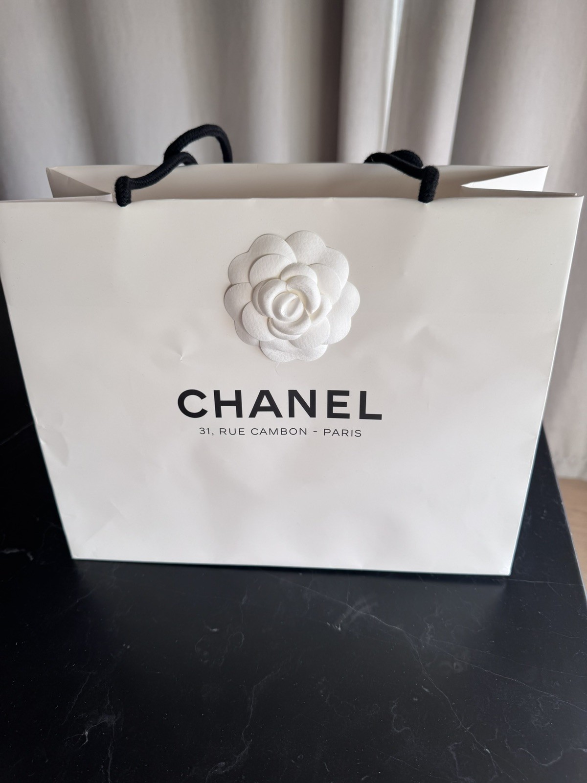 Chanel Empty Bag with  ribbon And Flower.