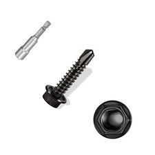  8x3/4 Sheet Metal Screws 100 Pcs 410 Stainless Steel Black Self Drilling