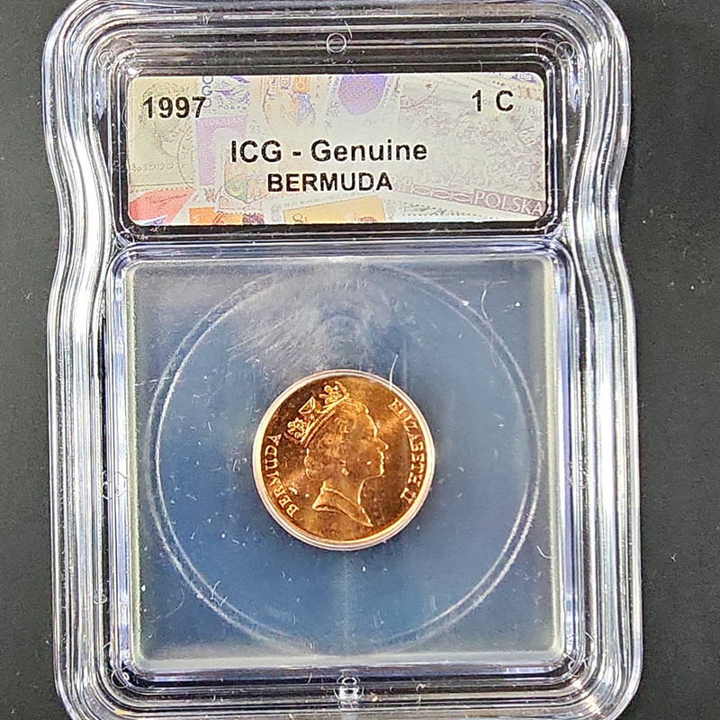 1997 Bermuda 1 Cent Copper Plated Zinc KM#88 RD ICG Genuine Slabbed