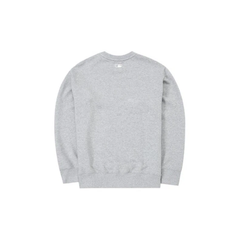 Solid Color Logo Printed Sports Crewneck Pullover Sweatshirt Unisex Gray