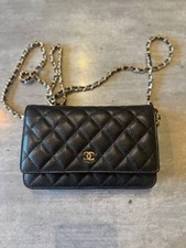 Chanel WOC Wallet on Chain Black Caviar Leather Gold Hrdware Bag Good Condition!