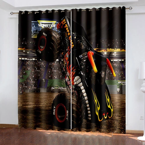 Dormitorio Cortinas Ojales Niños Monster Truck Opacidad Cortina Protección UV - Imagen 4 de 14
