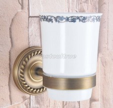 Antique Brass Wall Mounted Toothbrush Holder with Single Ceramic Cup eba266