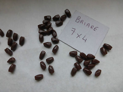Lot De 600 Perles Anciennes De Briare – Couleur Marron – Forme Dent De Lait – 7 X 4 Mm