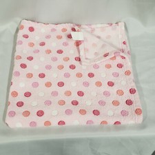 Baby Girl Plush Fleece Blanket Pink Peach Coral Salmon White Texture Polka Dots