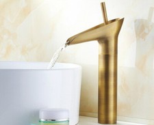Antique Brass Waterfall 1 Lever Bathroom Faucet Sink Vanity Mixer Tap 2nf067