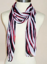 Red Black & White Flame 62 x 10 inch Scarf, 100% Polyester unsigned