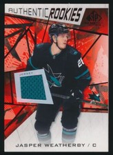 2021-22 SP Game Used Base Red Jersey Relic #187 Jasper Weatherby RC San Jose