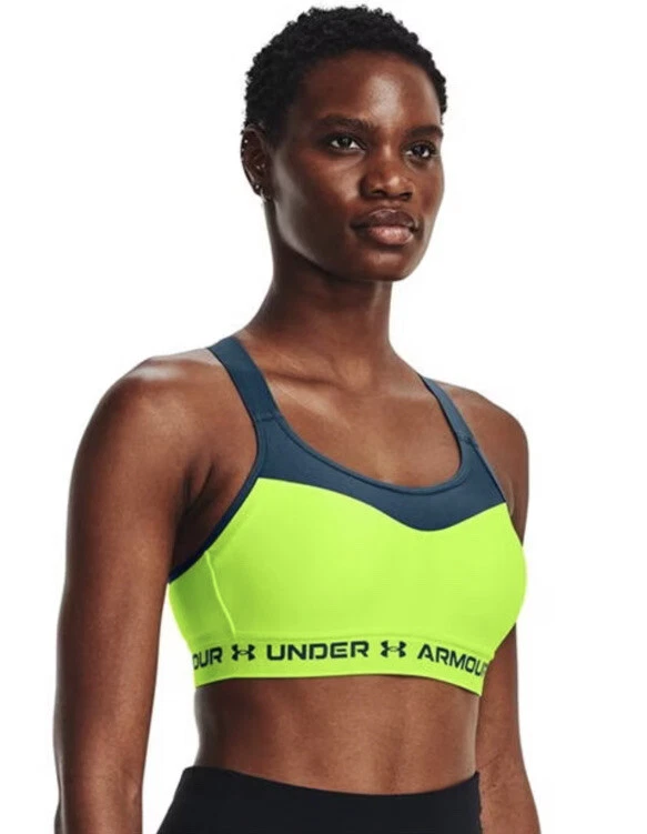 Women's Under Armour High Cross back Bra Green Size 36DD RRP £45