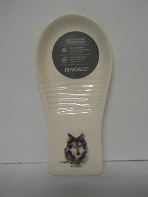 New Dean Crouser Demdaco Wolf Wyoming Ceramic Spoon Rest RV Camper Lodge