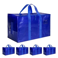 4 Pack Extra Large Moving Bags with Lids Reinforced Handles and Zippers Blue