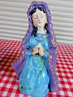 Nativity Figurines Joseph w/ Staff and Mary Kneeling - Vine Embellished Robes — photo 6