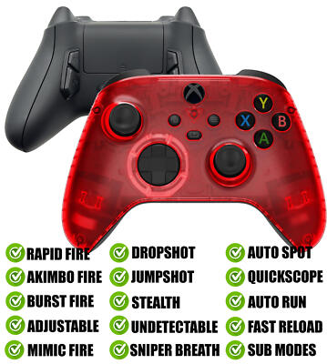 Clear Red Modded Reflex Buttons Rapid Fire Modded Controller for Xbox Series X S