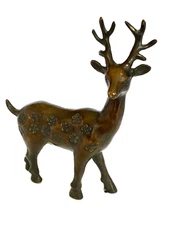 Bronze Sika Deer Figurine Sculpture, 7" L, 538g (1.19 lbs.)