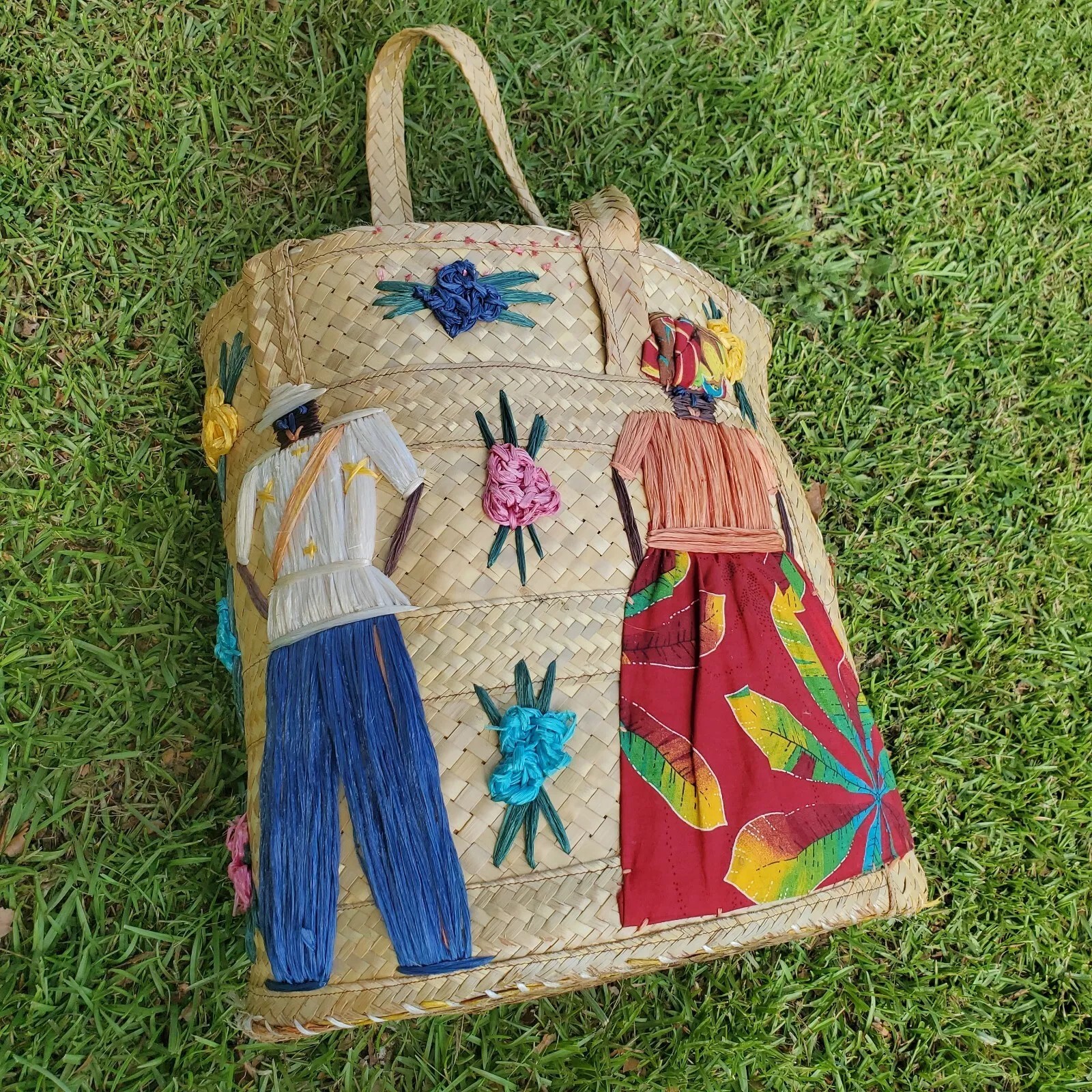 VTG Authentic Bahamas Woven Raffia Straw Bag Purse Ju… Gem