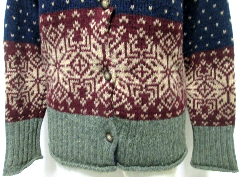 SKYR Vintage 100% Wool Nordic knit cardigan sweater top blue Size Sz Medium Md M - Image 4 of 4