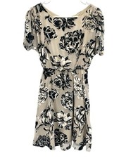 Alice + Olivia Silk Blend Velvet Floral Black and White Mini Dress size XS